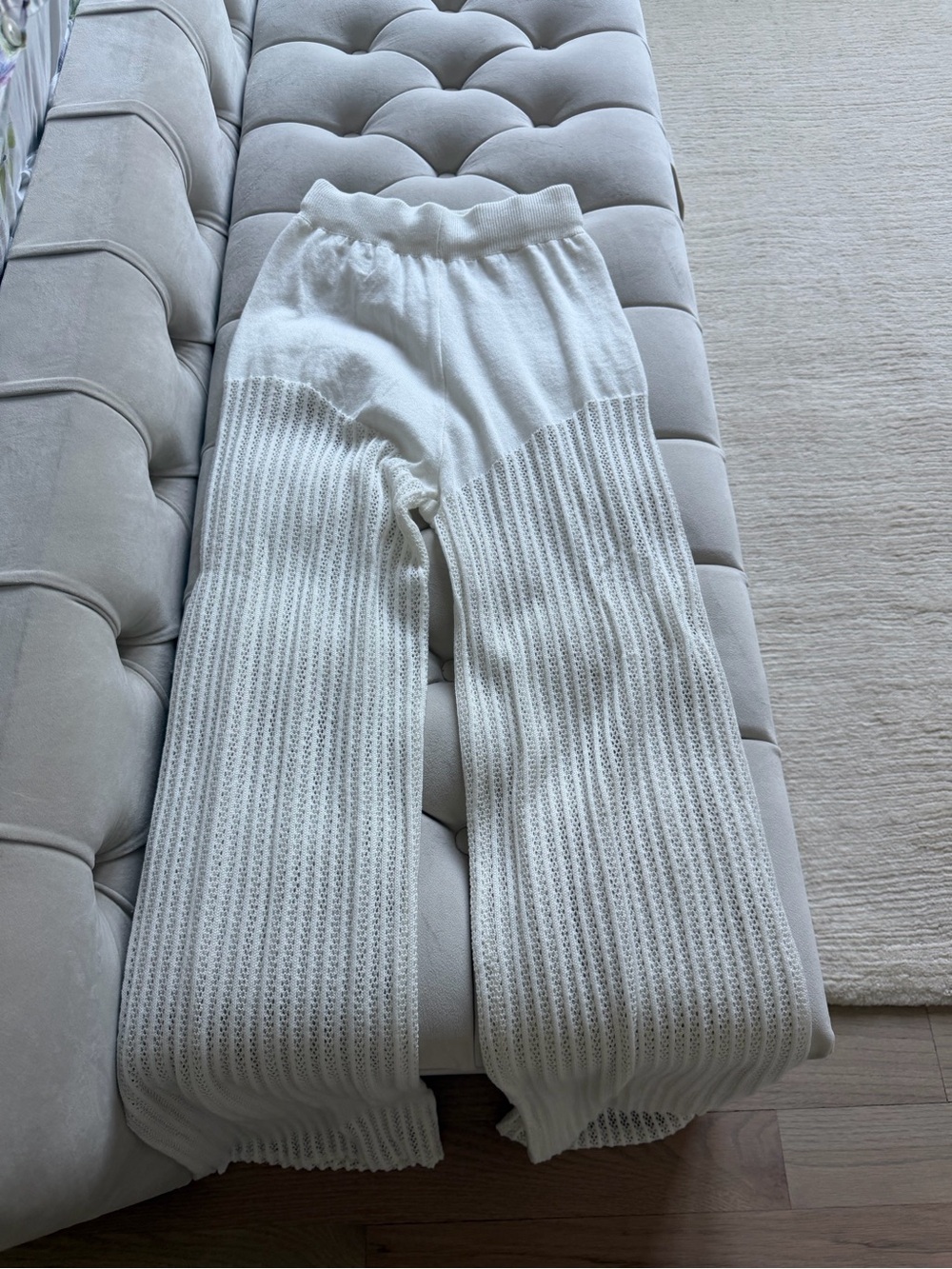 Open-Knit White Button-Front Cardigan Set - Picture 4 of 4
